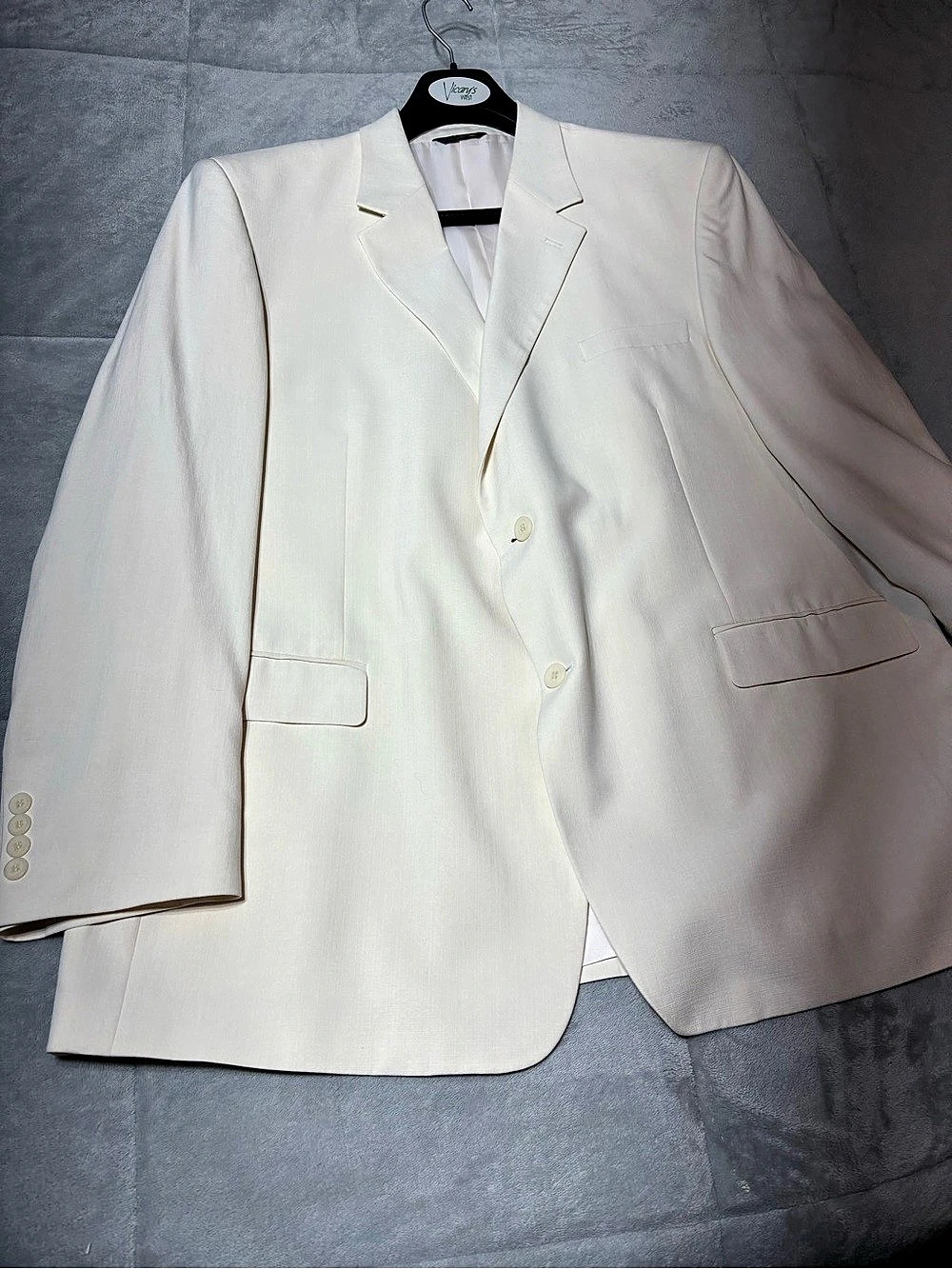 Andrew Fezza Cary 100% Silk Linen Blazer in Off White Size 50L Like New